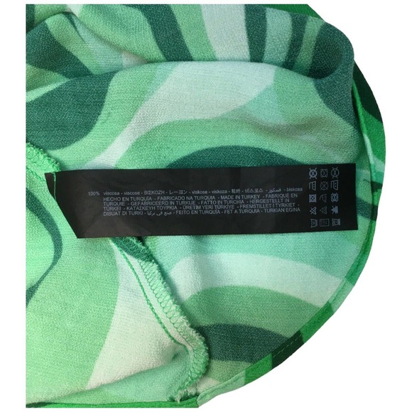 Zara Safia Dress Micro Mini 70s Inspired Criss Cross Straps Abstract Green Small - Picture 12 of 15